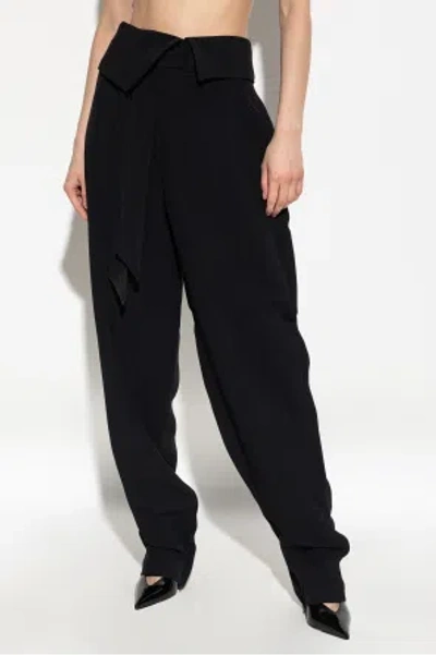 Attico Wrap-effect Belted Trousers In Black