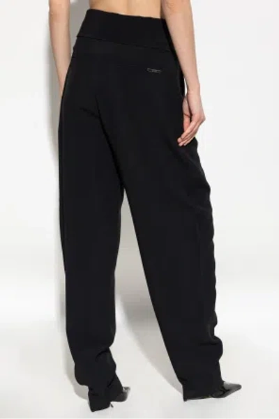 Attico Wrap-effect Belted Trousers In Black