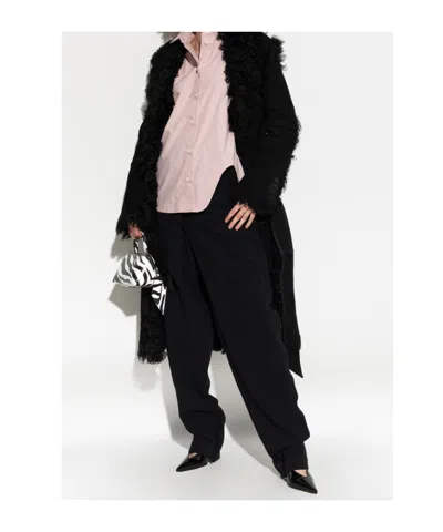 Attico Wrap-effect Belted Trousers In Black