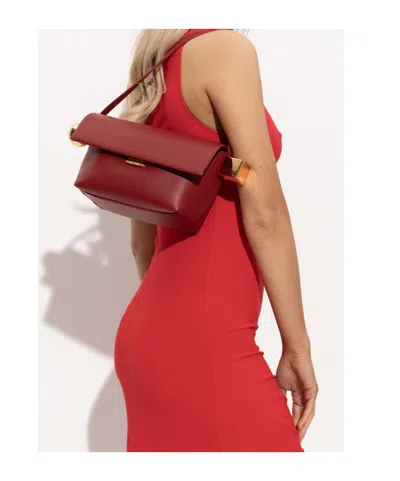 Jacquemus Spherical Embellishment Shoulder Bag With Top Handle In Red