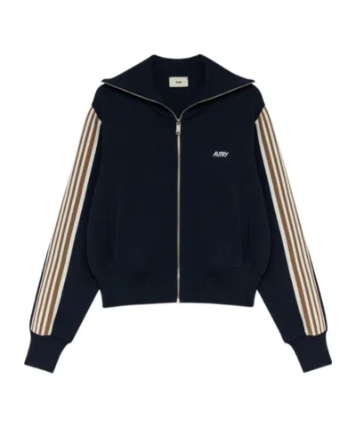Autry High Neck Zip-up Sweatshirt In Blue