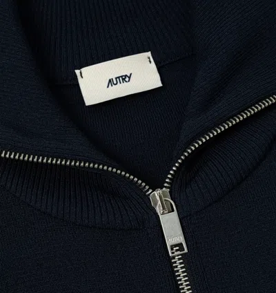 Autry High Neck Zip-up Sweatshirt In Blue
