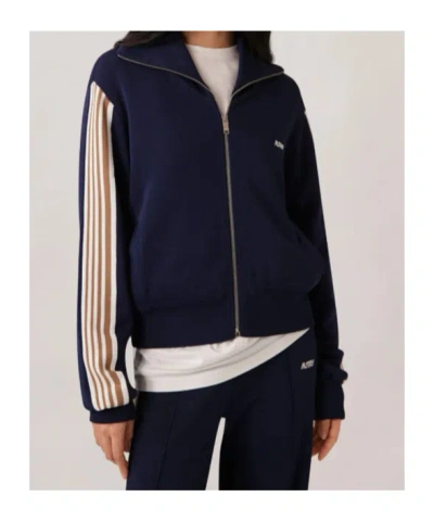 Autry High Neck Zip-up Sweatshirt In Blue