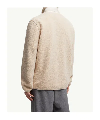 Moncler Teddy-effect Fleece Sweatshirt With Zip And Pocket In Nude