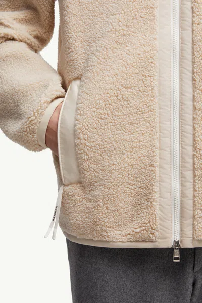 Moncler Teddy-effect Fleece Sweatshirt With Zip And Pocket In Nude