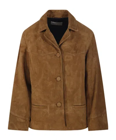 Tory Burch Structured Jacket With Tailored Silhouette In Brown