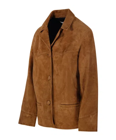 Tory Burch Structured Jacket With Tailored Silhouette In Brown