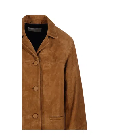 Tory Burch Structured Jacket With Tailored Silhouette In Brown