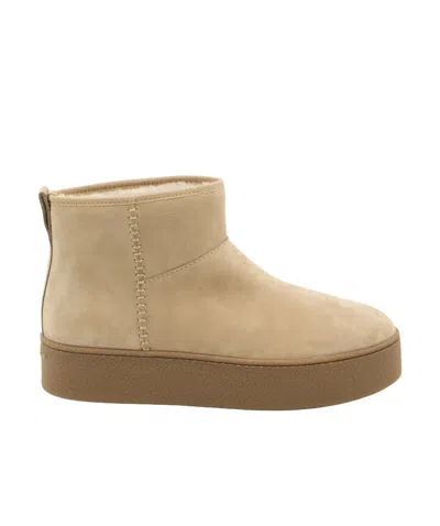 Hogan Shearling And Suede Boots In Nude