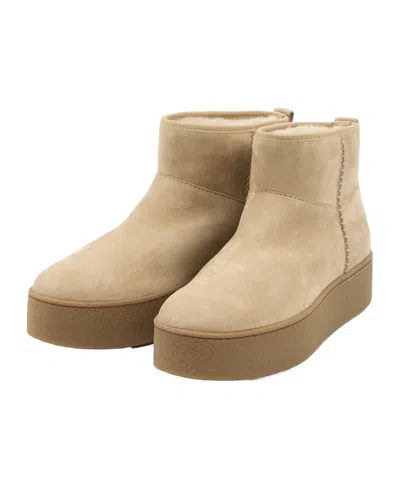Hogan Shearling And Suede Boots In Nude