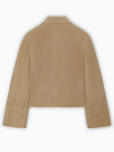 Loewe Long Sleeve Leather Jacket In Brown