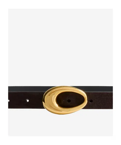 Khaite Olivia Oval-buckle Leather Belt In Black