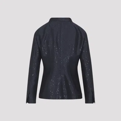 Giorgio Armani Sequin Jacquard Single-breasted Evening Jacket In Black