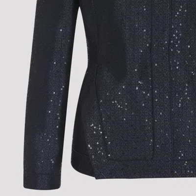 Giorgio Armani Sequin Jacquard Single-breasted Evening Jacket In Black
