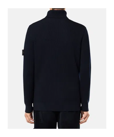 Stone Island Black Wool Turtleneck Sweater In Black