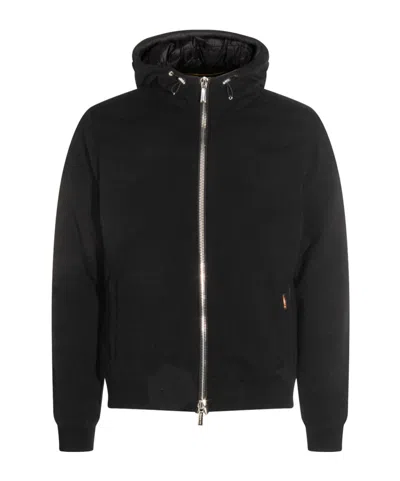 Moorer Navy Blue Wool Down Jacket In Black