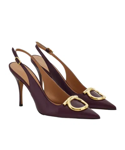 Ferragamo Women Sara 95 Leather Slingback Pumps In Animal Print