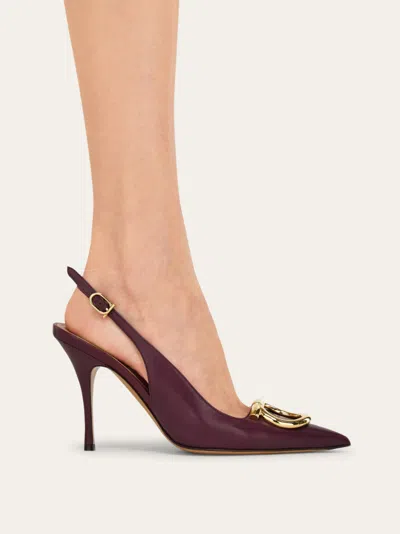 Ferragamo Women Sara 95 Leather Slingback Pumps In Animal Print