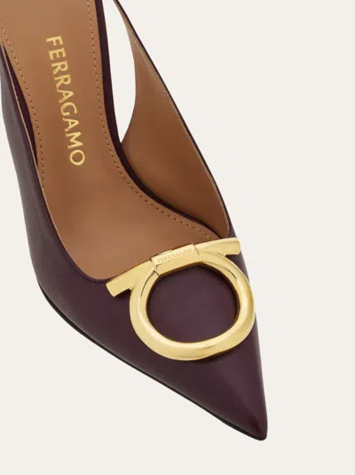 Ferragamo Women Sara 95 Leather Slingback Pumps In Animal Print