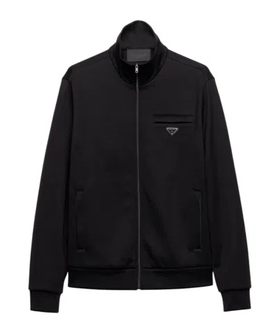Prada Technical Cotton Blouson Jacket In Black