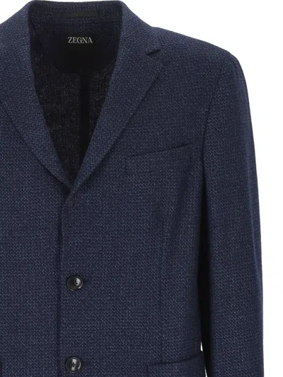 Zegna Two-button Single-breasted Tailored Jacket In Blue