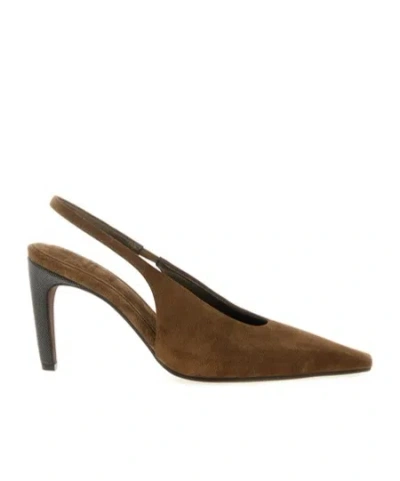 Brunello Cucinelli 'precious Heels' Slingback In Brown