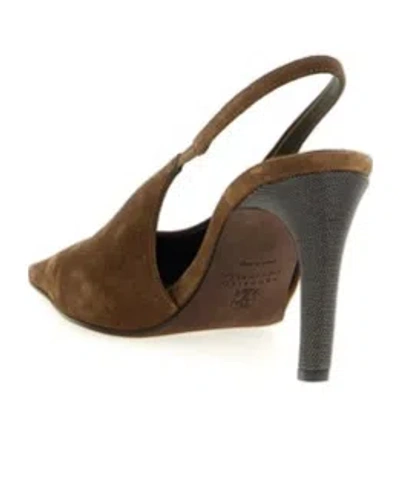 Brunello Cucinelli 'precious Heels' Slingback In Brown