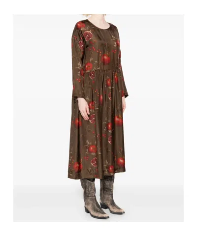 Uma Wang Crewneck Long Sleeves Fruit Print Dress In Multi