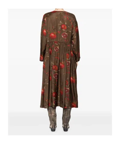 Uma Wang Crewneck Long Sleeves Fruit Print Dress In Multi