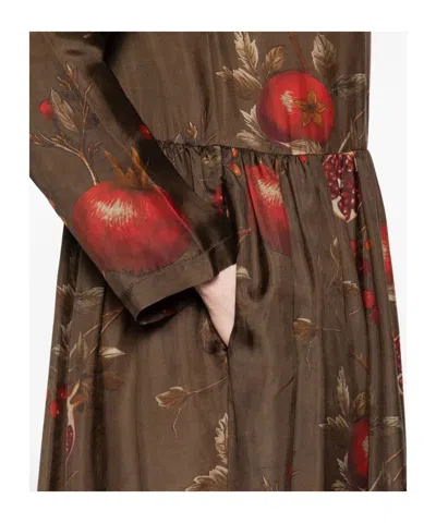 Uma Wang Crewneck Long Sleeves Fruit Print Dress In Multi