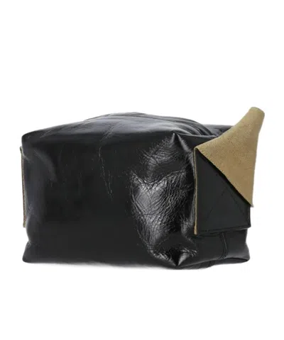 Uma Wang Textured Leather Shoulder Bag With Adjustable Strap In Black