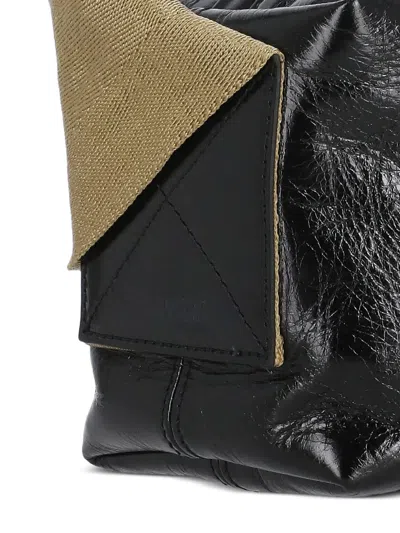 Uma Wang Textured Leather Shoulder Bag With Adjustable Strap In Black