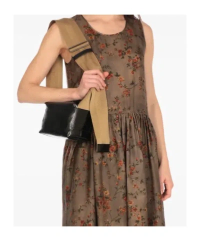 Uma Wang Textured Leather Shoulder Bag With Adjustable Strap In Black