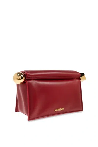 Jacquemus Round Square Clutch Bag Top Handle In Red