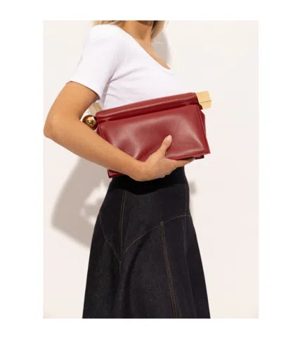 Jacquemus Round Square Clutch Bag Top Handle In Red
