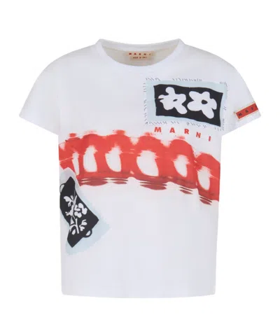 Marni Graphic Print T-shirt In White