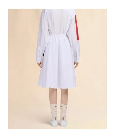 Marni Womens 00w01 Abstract-print High-rise Cotton-poplin Midi Skirt In White