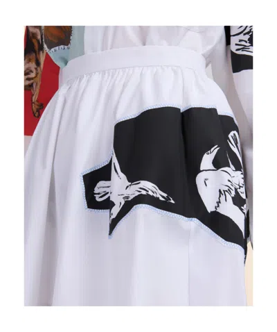 Marni Womens 00w01 Abstract-print High-rise Cotton-poplin Midi Skirt In White