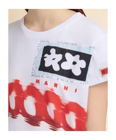 Marni Graphic Print T-shirt In White