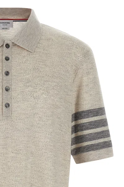 Thom Browne '4bar' Detail Polo Shirt In Gray