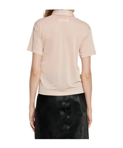 Maison Margiela Womens Umber Short-sleeve Logo-embroidered Stretch-woven Polo Shirt In Neutral