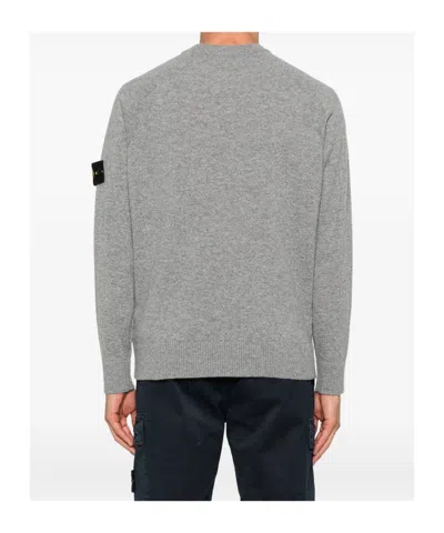 Stone Island Light Grey Cotton Fine Knit Sweaters In Gray