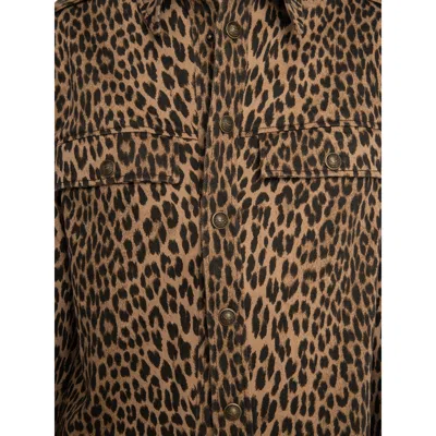 Zadig & Voltaire Womens Daim Leopard-print Chest-pocket Denim Shirt Xs In Brown