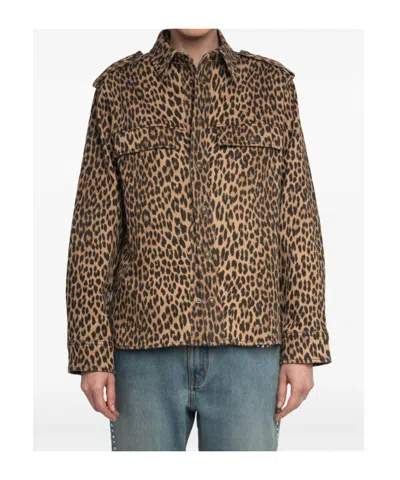 Zadig & Voltaire Womens Daim Leopard-print Chest-pocket Denim Shirt Xs In Brown