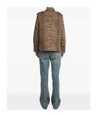 Zadig & Voltaire Womens Daim Leopard-print Chest-pocket Denim Shirt Xs In Brown