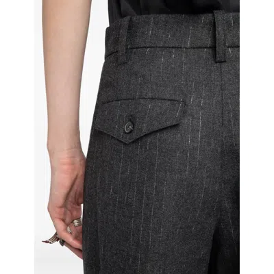 Zadig & Voltaire Womens Anthracite Puros Regular-fit High-rise Striped Flannel Trousers In Black
