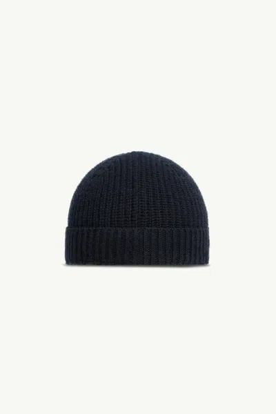 Moncler Knitted Wool Hat In Blue