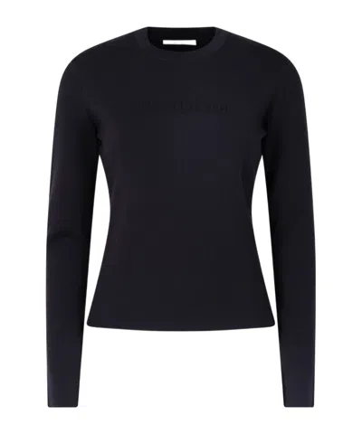 Max Mara Ticino Long-sleeved Fitted Top In Blue