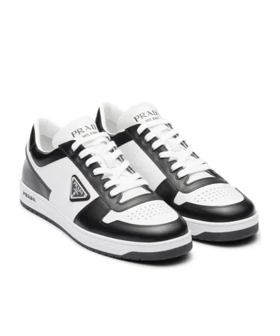 Prada White/black Leather Sneaker Downtown In White