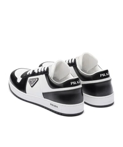Prada White/black Leather Sneaker Downtown In White
